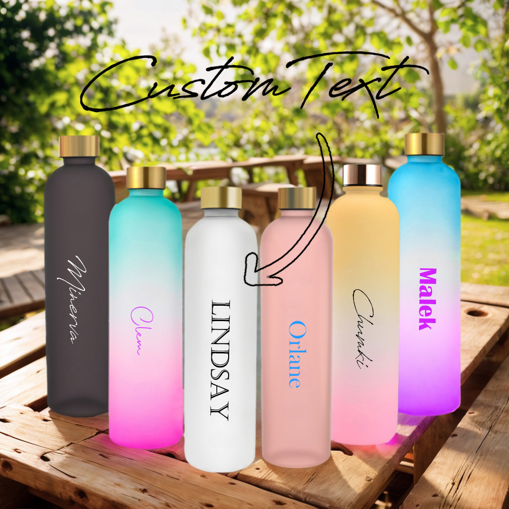 Sports Equipment And Names - Custom Name Gradient Water Bottle Matte