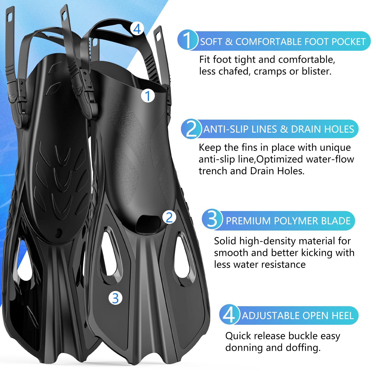 Mask Fins Snorkel Set 4 in 1 P - Swim Fin Short Blade recensie en prijs